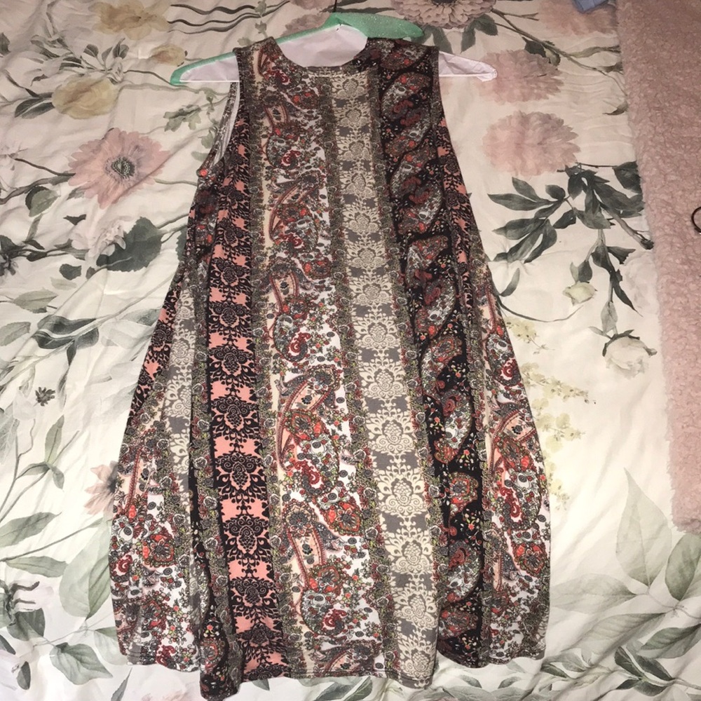 High neck printed dress